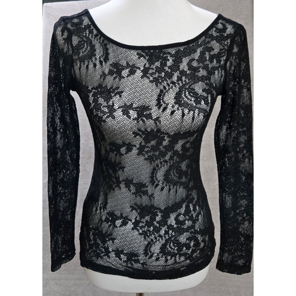 Ella Moss Sheer Top Medium Y2K Lace Goth Layering Romantic Alternative Going Out